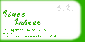 vince kahrer business card